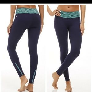 Fabletics Zipper Leggings Inkwell/Emerald XL NWT